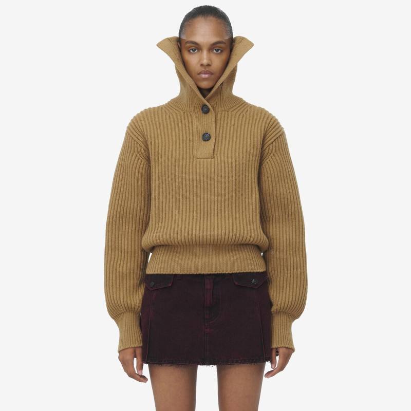 ALEXANDER MCQUEEN - Funnel Neck Buttoned Neck Jumper - Item 817003Q1BCG97